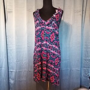Bella Amore Vibrant Pink and Blue Mini Dress